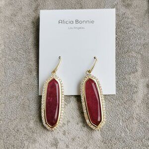 Alicia Bonnie Gold Red Agate Abigail Earrings Genuine